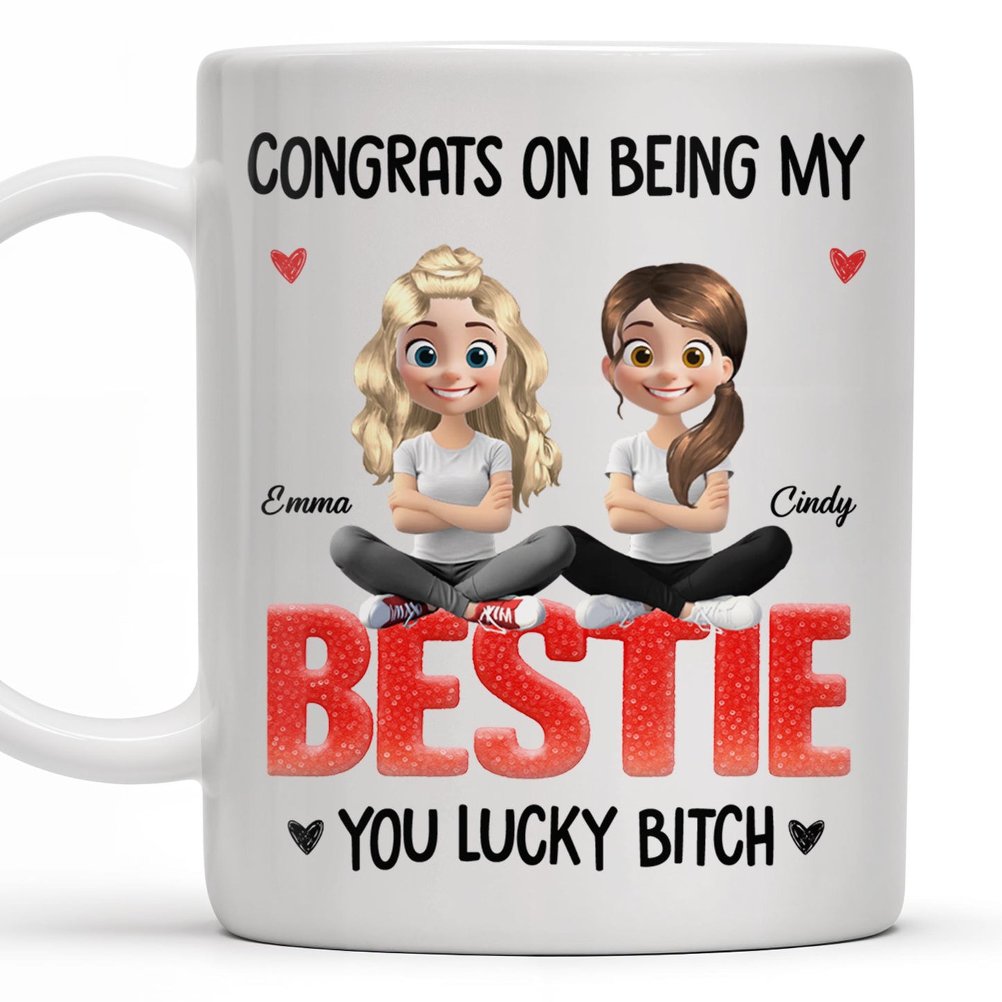 Congrats On Being My Bestie, Two Animated Girls Design
