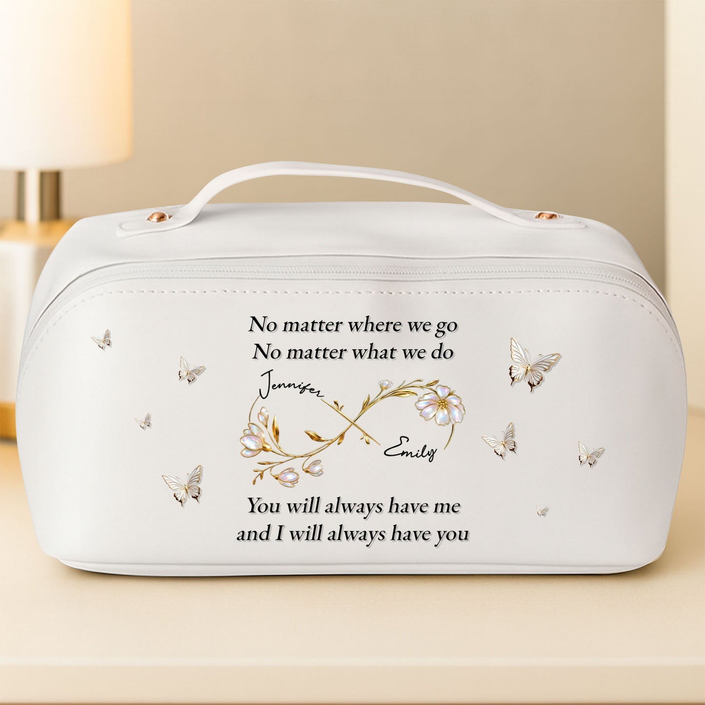 No Matter Where We Go, Butterfly And Floral Frame Design