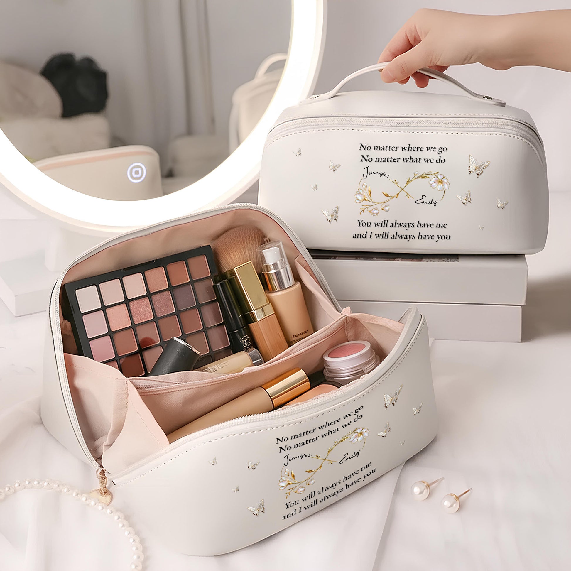 No Matter Where We Go, Butterfly And Floral Frame Design