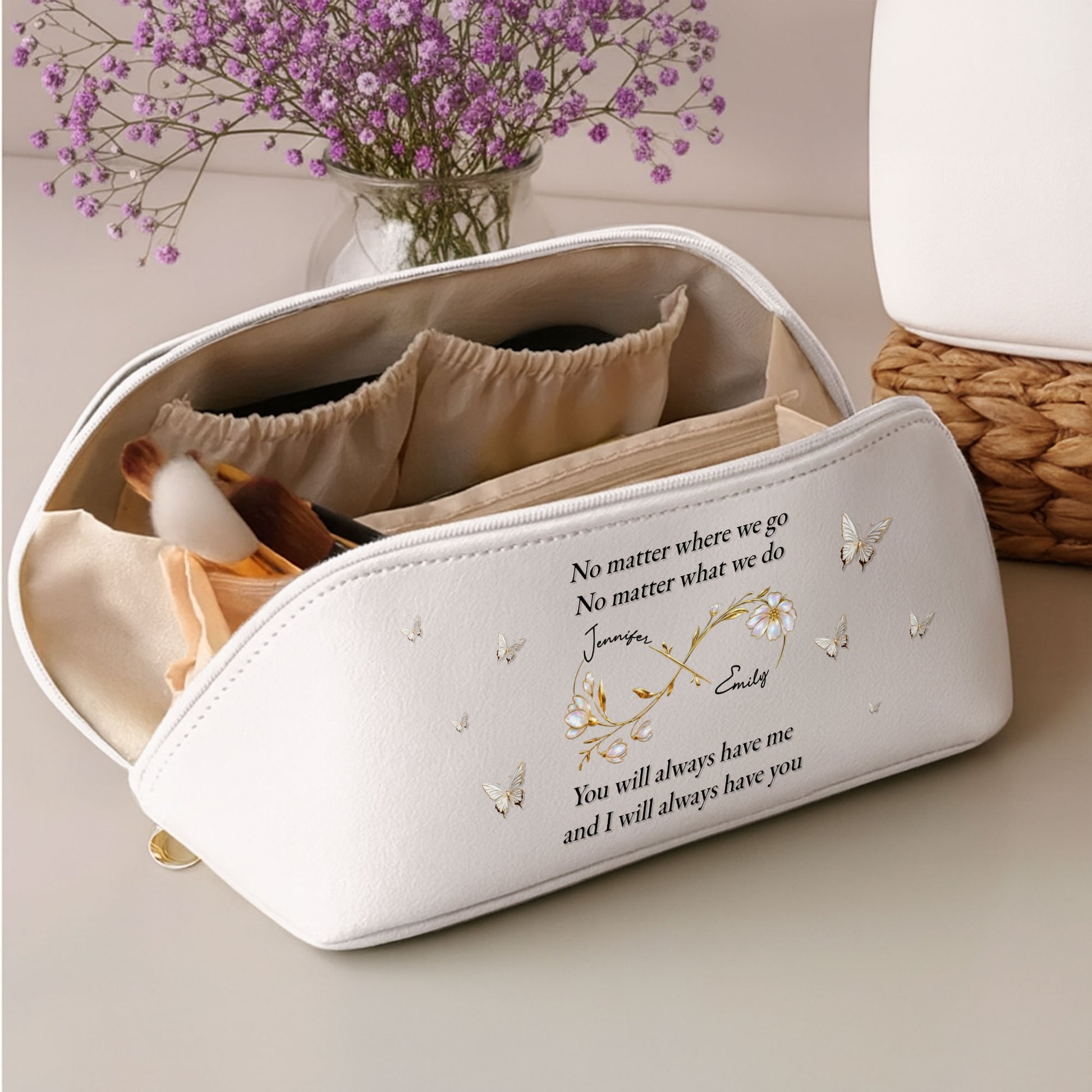 No Matter Where We Go, Butterfly And Floral Frame Design