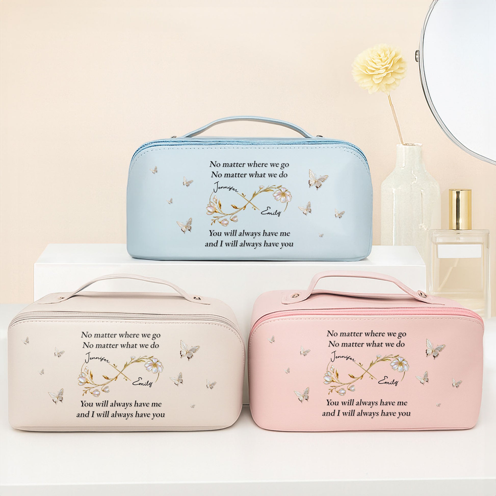 No Matter Where We Go, Butterfly And Floral Frame Design