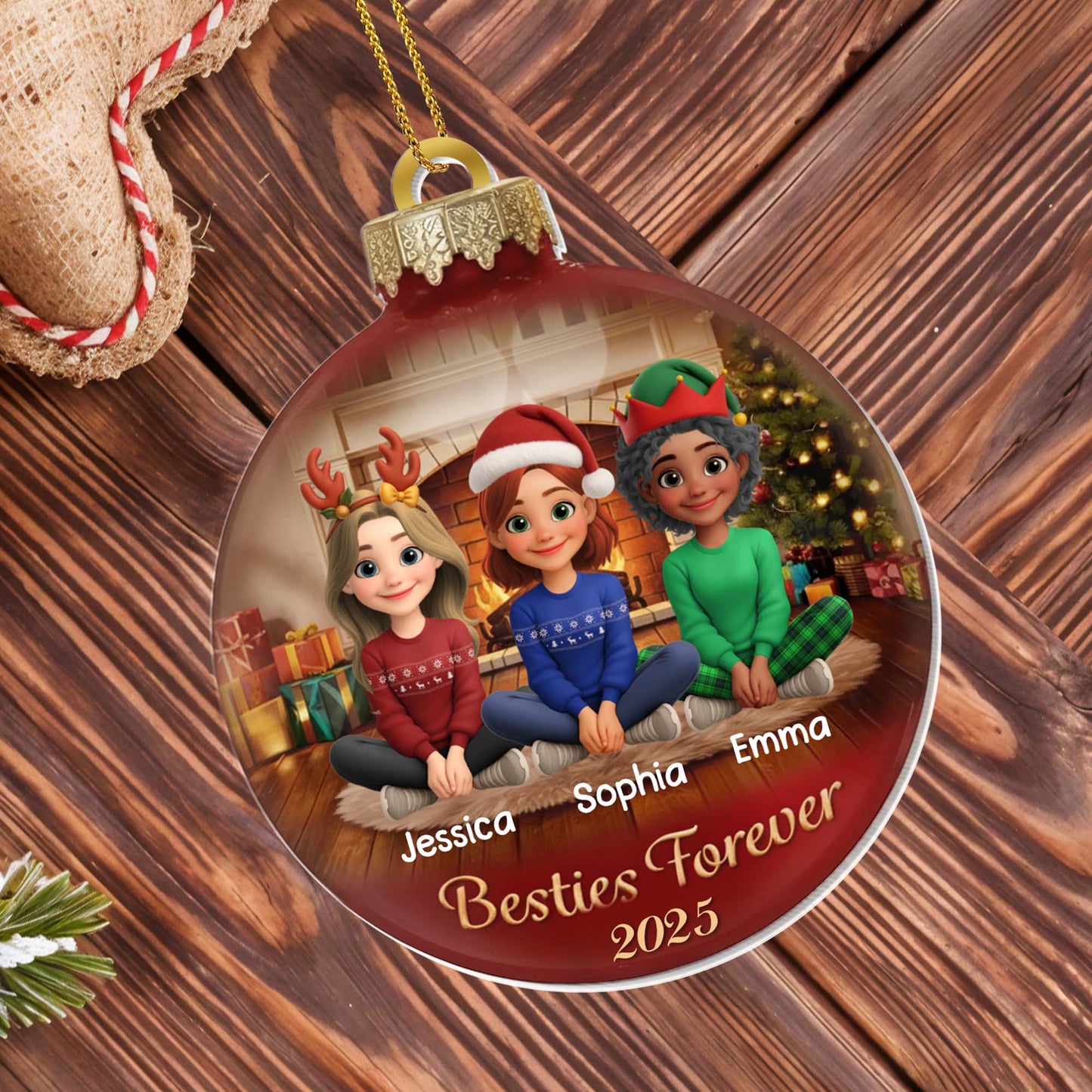 Besties Forever With Christmas Hats