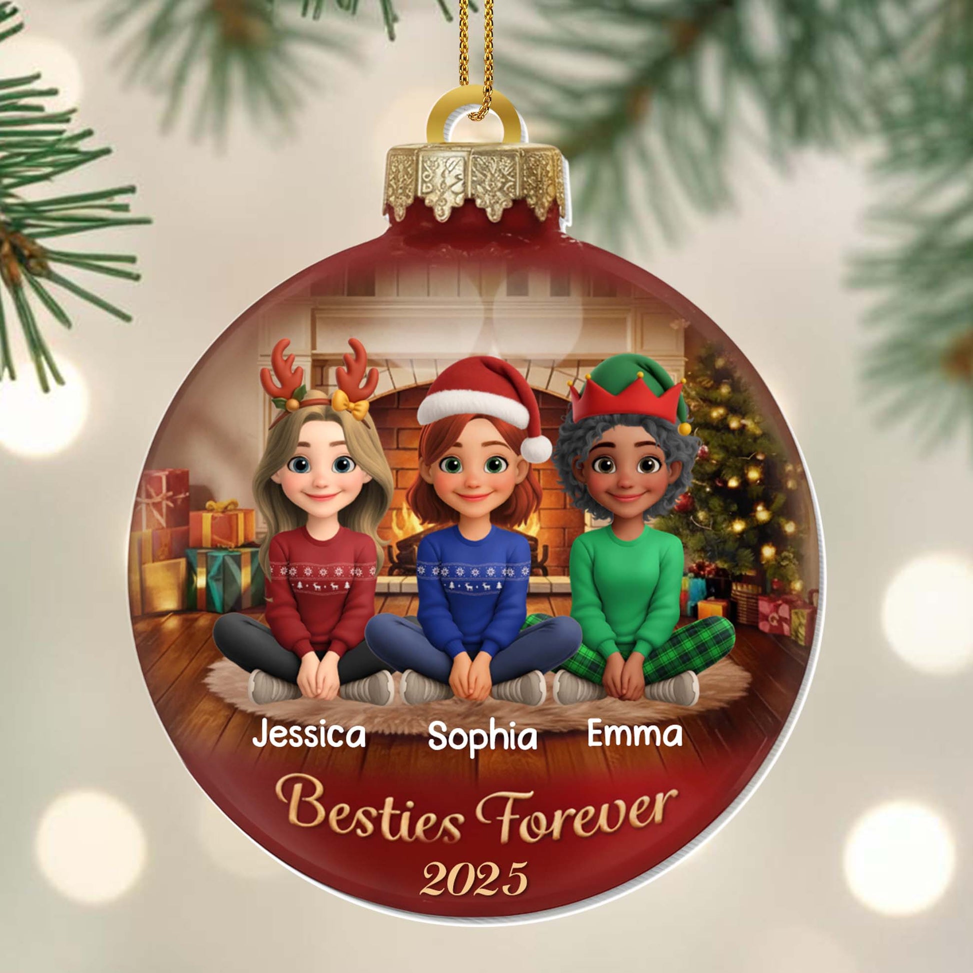 Besties Forever With Christmas Hats