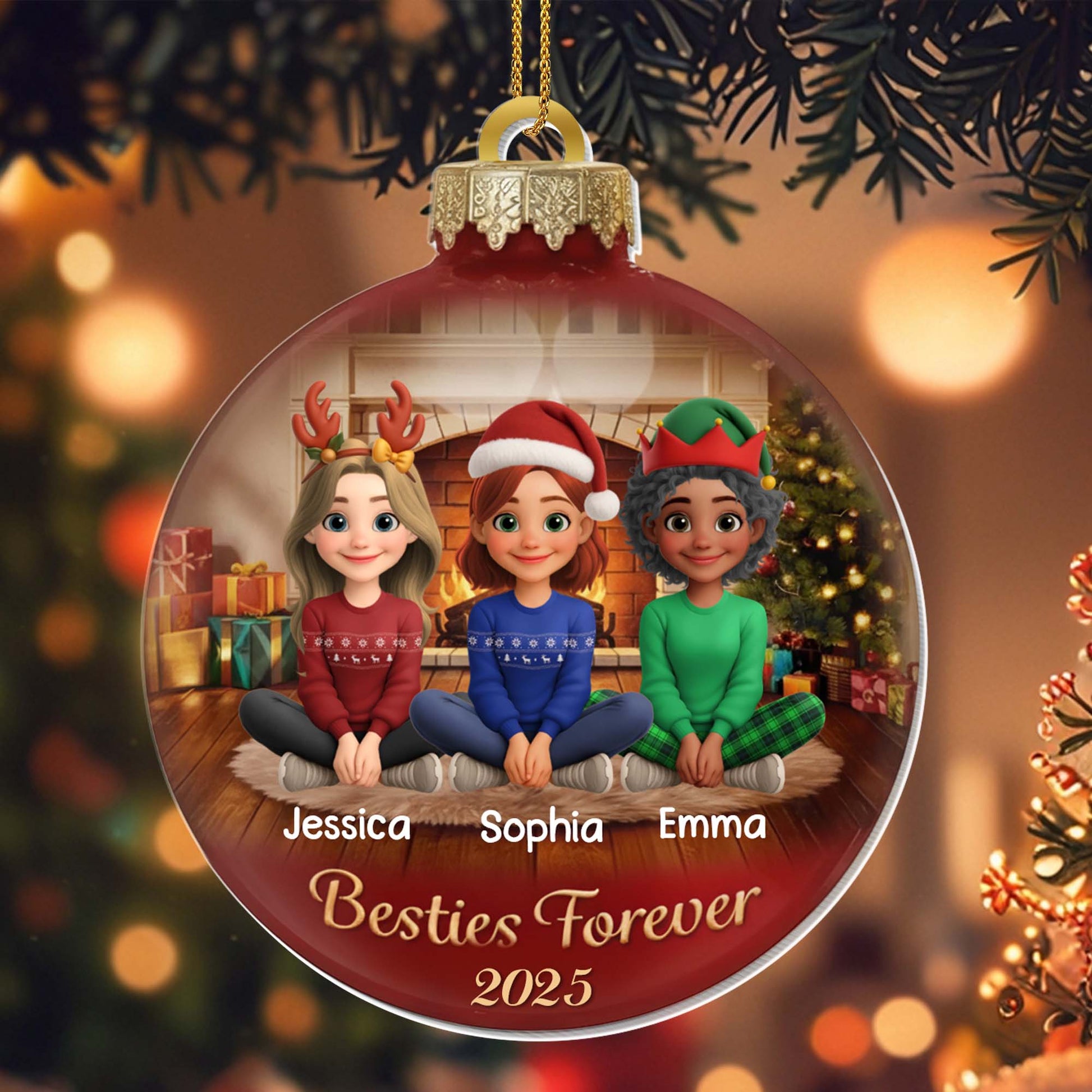 Besties Forever With Christmas Hats