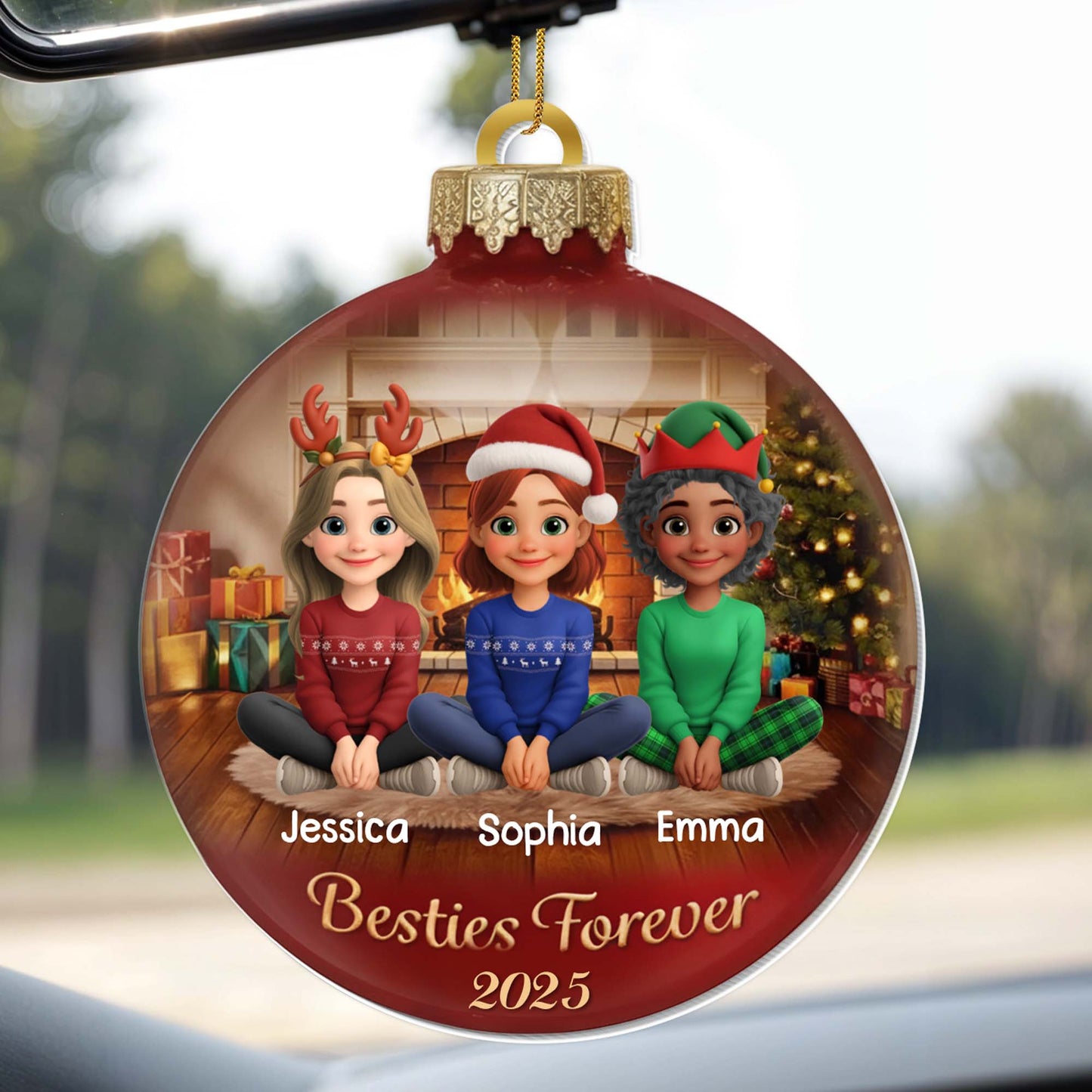 Besties Forever With Christmas Hats