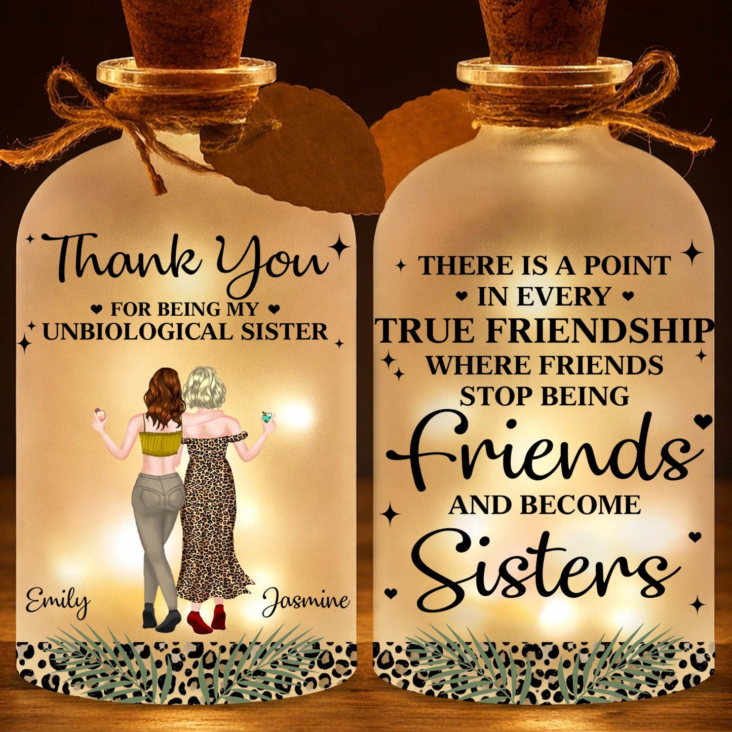 Thank You For Being My Unbiological Sister Best Friends With Leopard Print