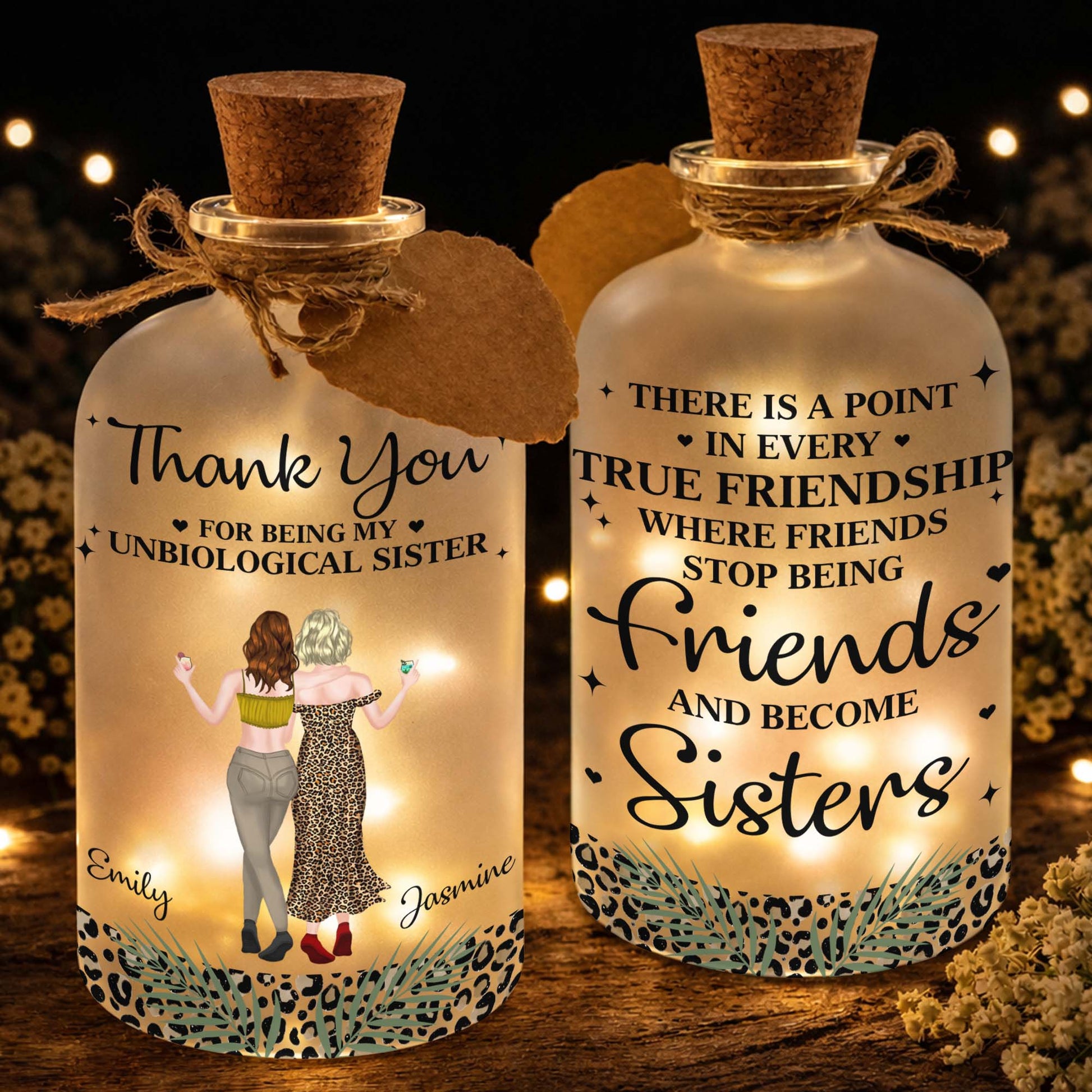 Thank You For Being My Unbiological Sister Best Friends With Leopard Print