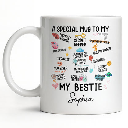 Special Mug To My Bestie Featuring Cupcake and Hearts