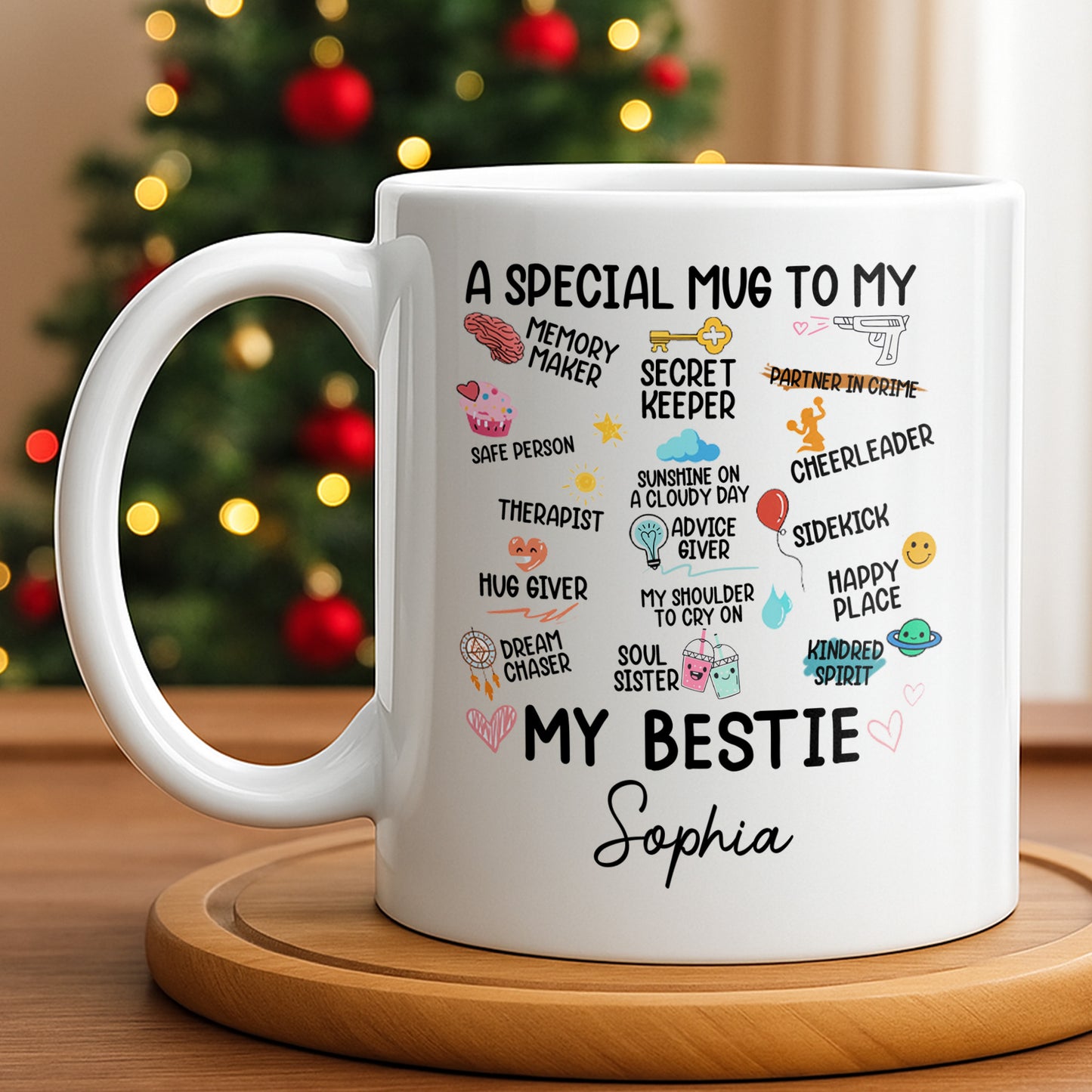 Special Mug To My Bestie Featuring Cupcake and Hearts