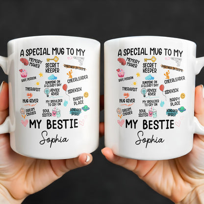 Special Mug To My Bestie Featuring Cupcake and Hearts