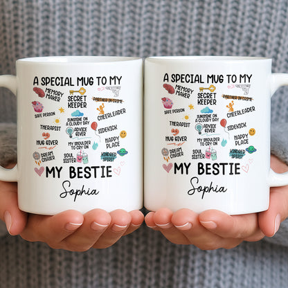 Special Mug To My Bestie Featuring Cupcake and Hearts