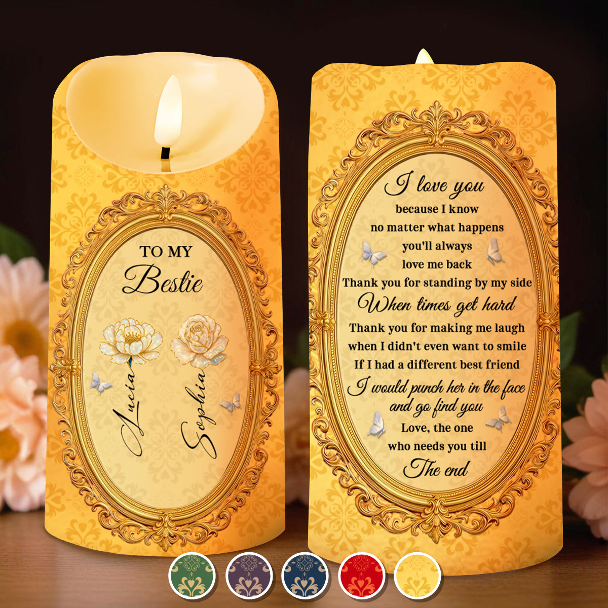 To My Bestie With Flowers And Butterflies