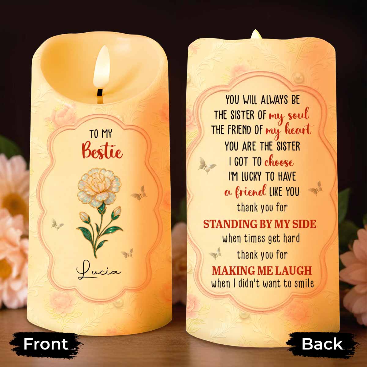 To My Bestie, Thank You For Standing By My Side, Flower and Butterflies