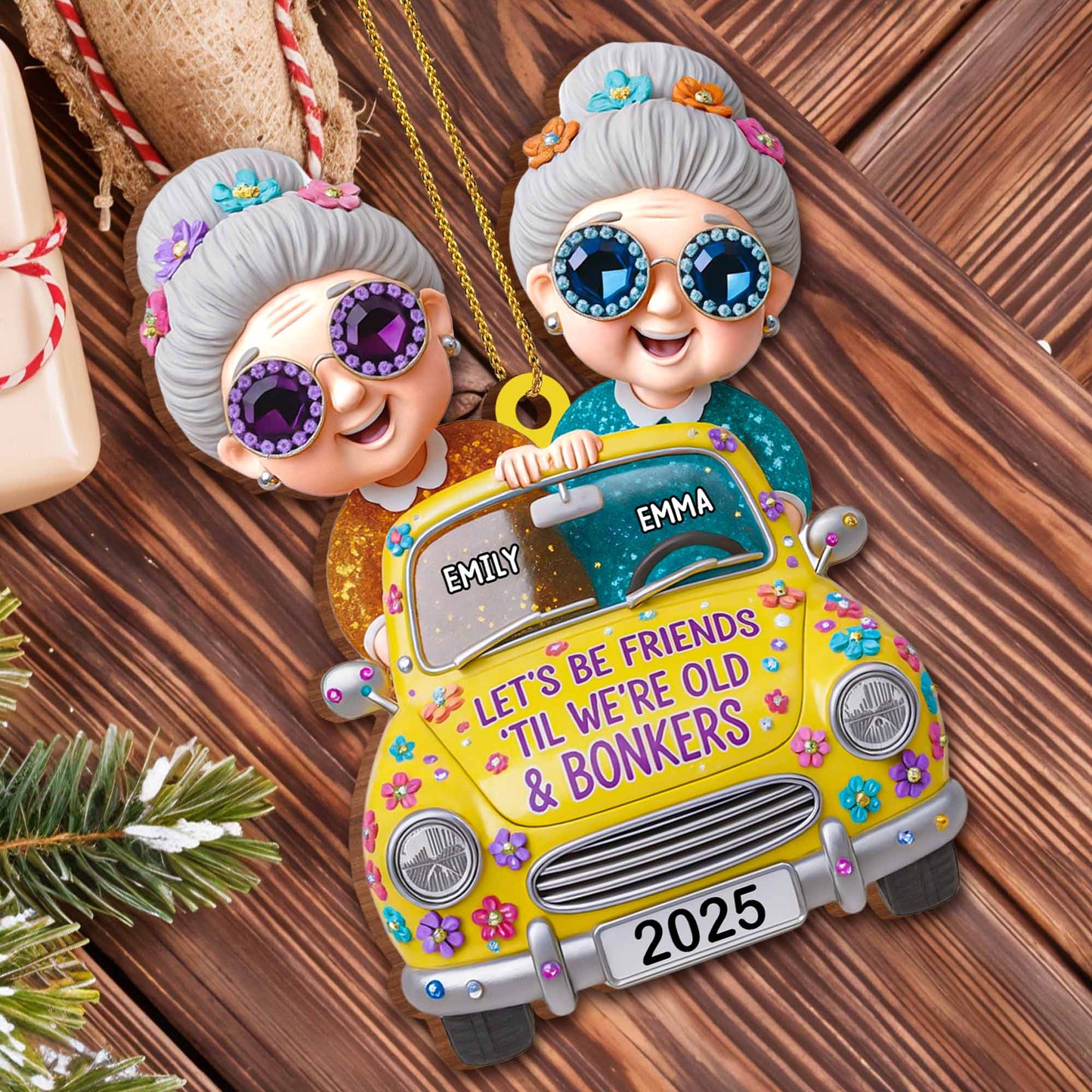 Let's Be Friends 'Til We're Old And Bonkers, Vintage Car & Flowers