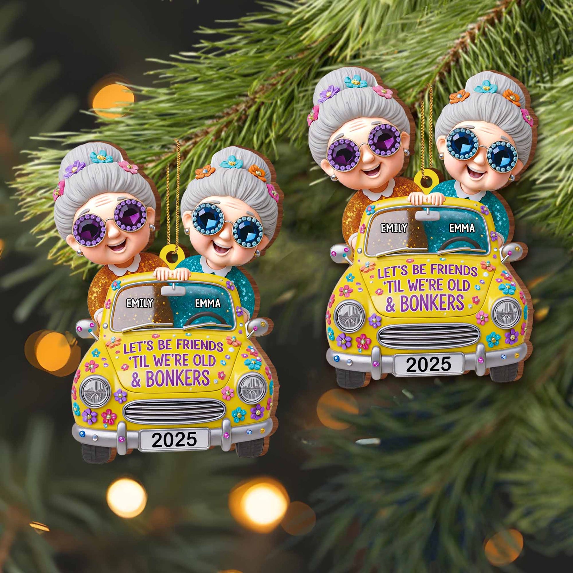 Let's Be Friends 'Til We're Old And Bonkers, Vintage Car & Flowers