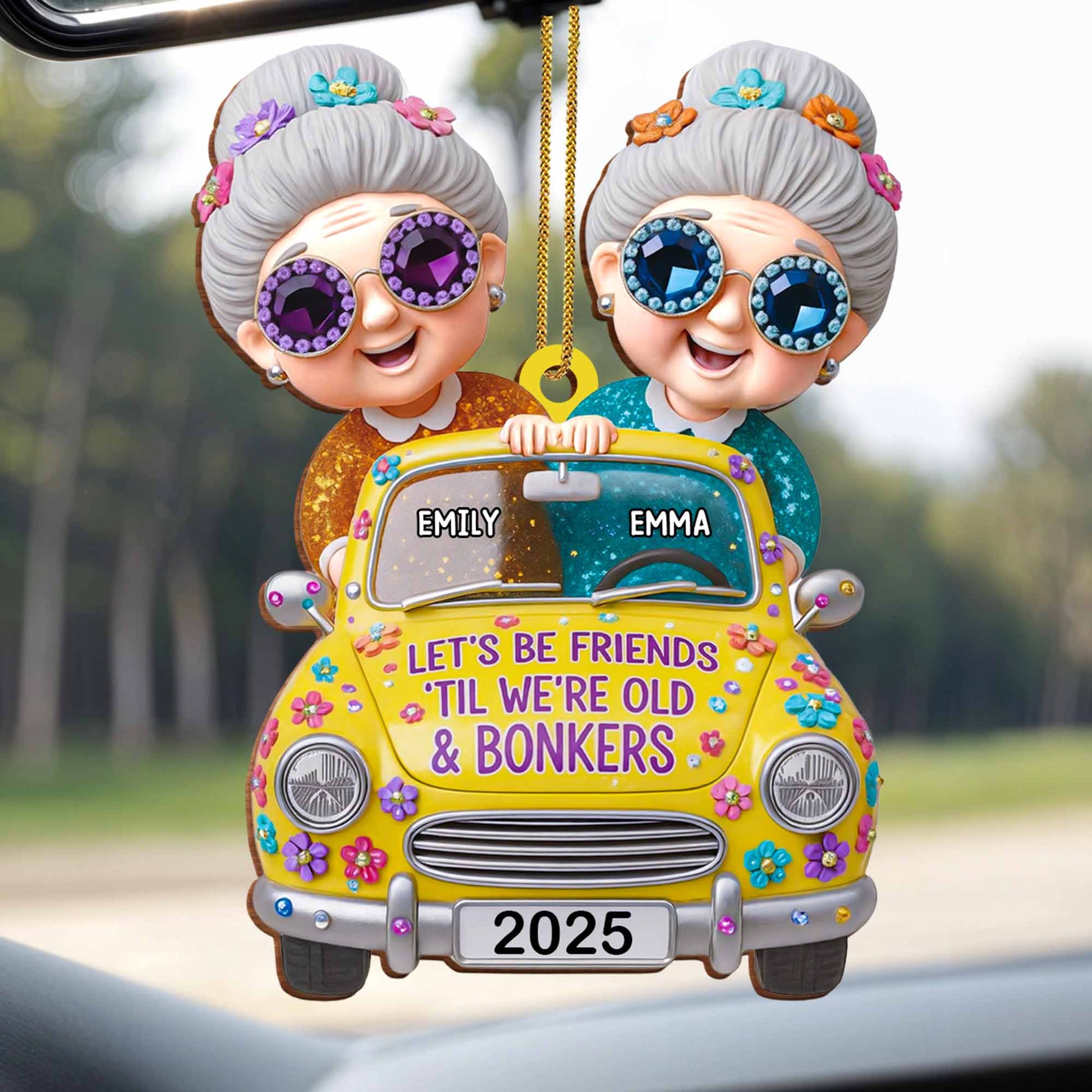 Let's Be Friends 'Til We're Old And Bonkers, Vintage Car & Flowers