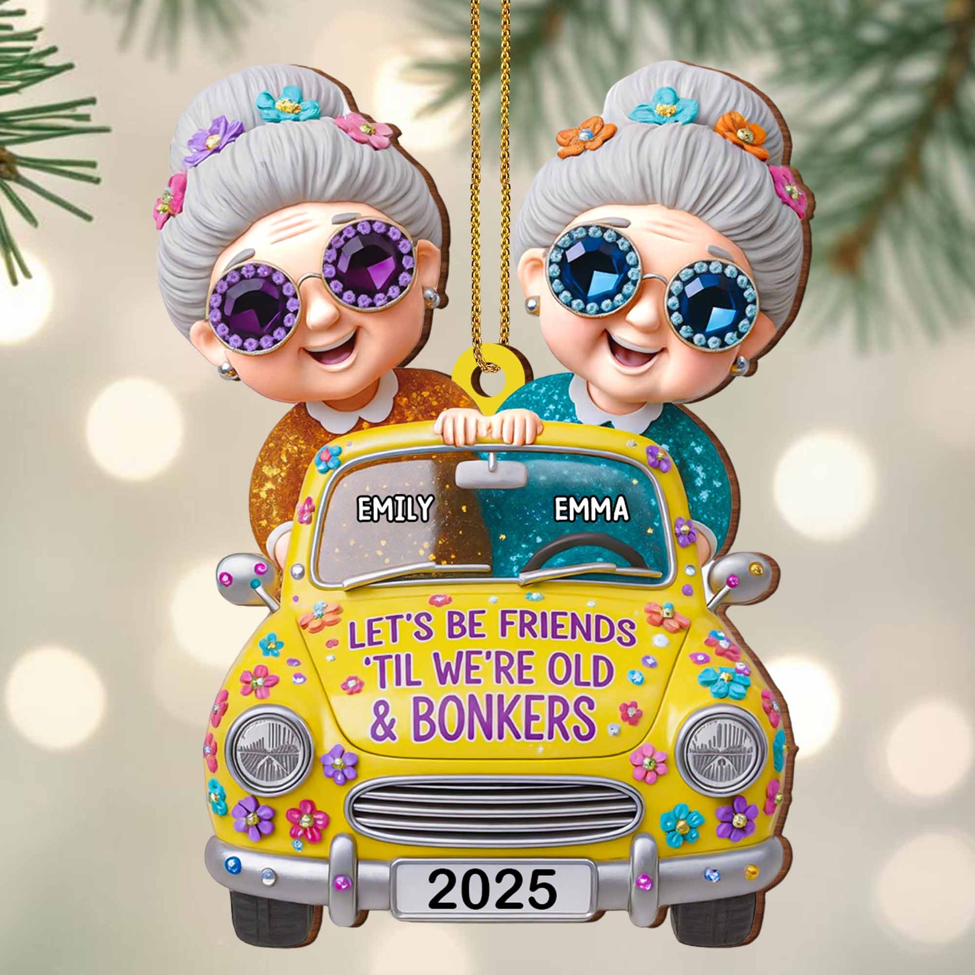 Let's Be Friends 'Til We're Old And Bonkers, Vintage Car & Flowers