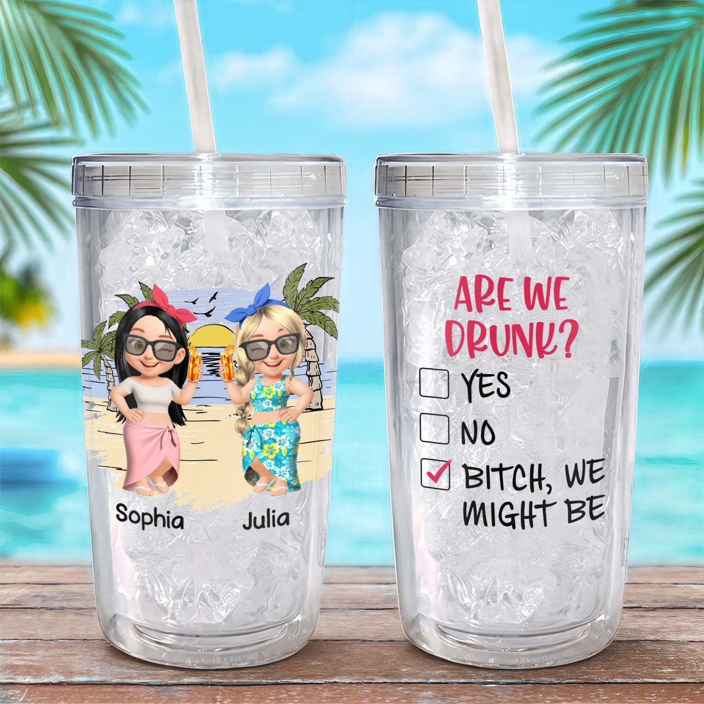 Celebrate Friendship With Beach And Palm Trees