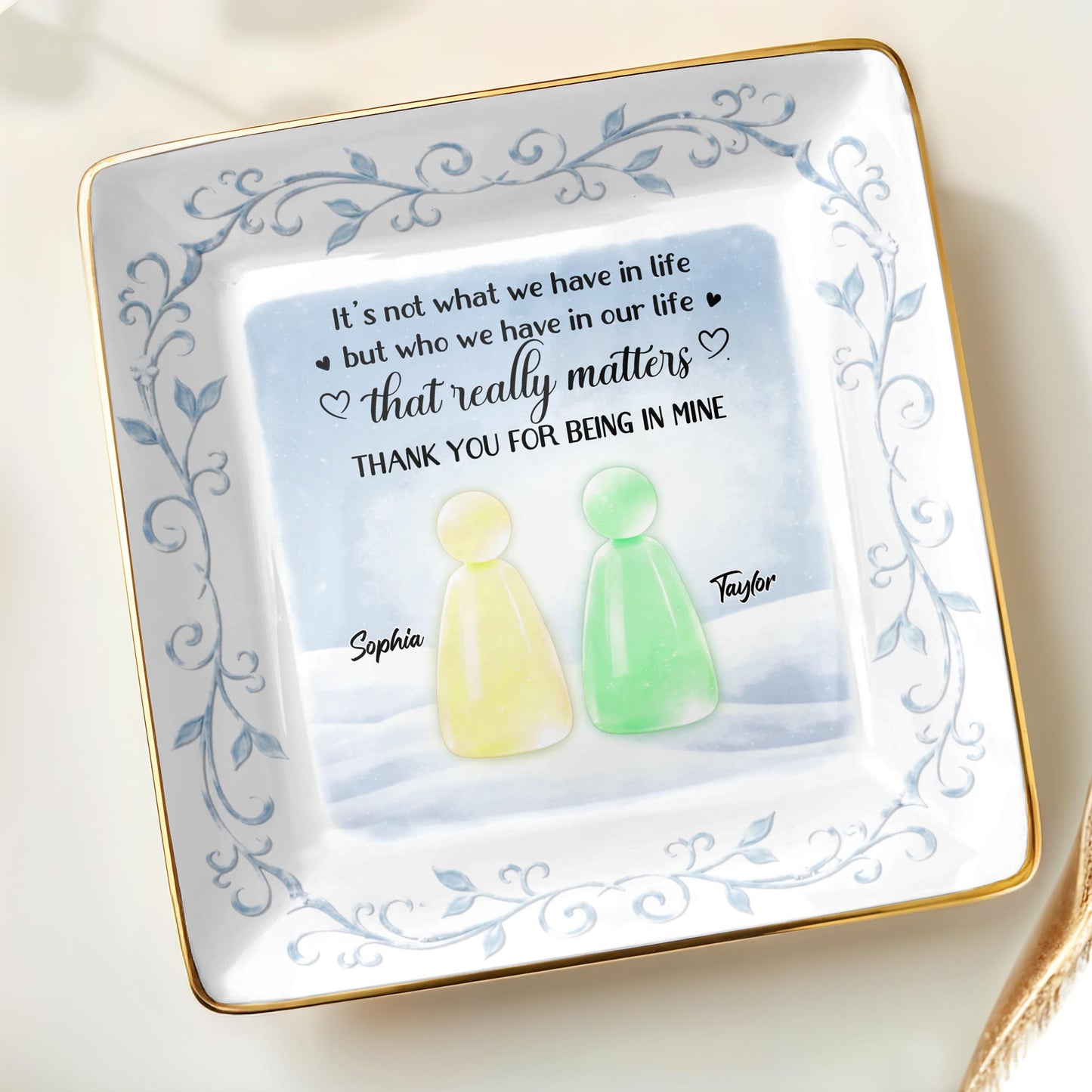 Thank You For Being In Mine With Abstract Figures And Floral Designs