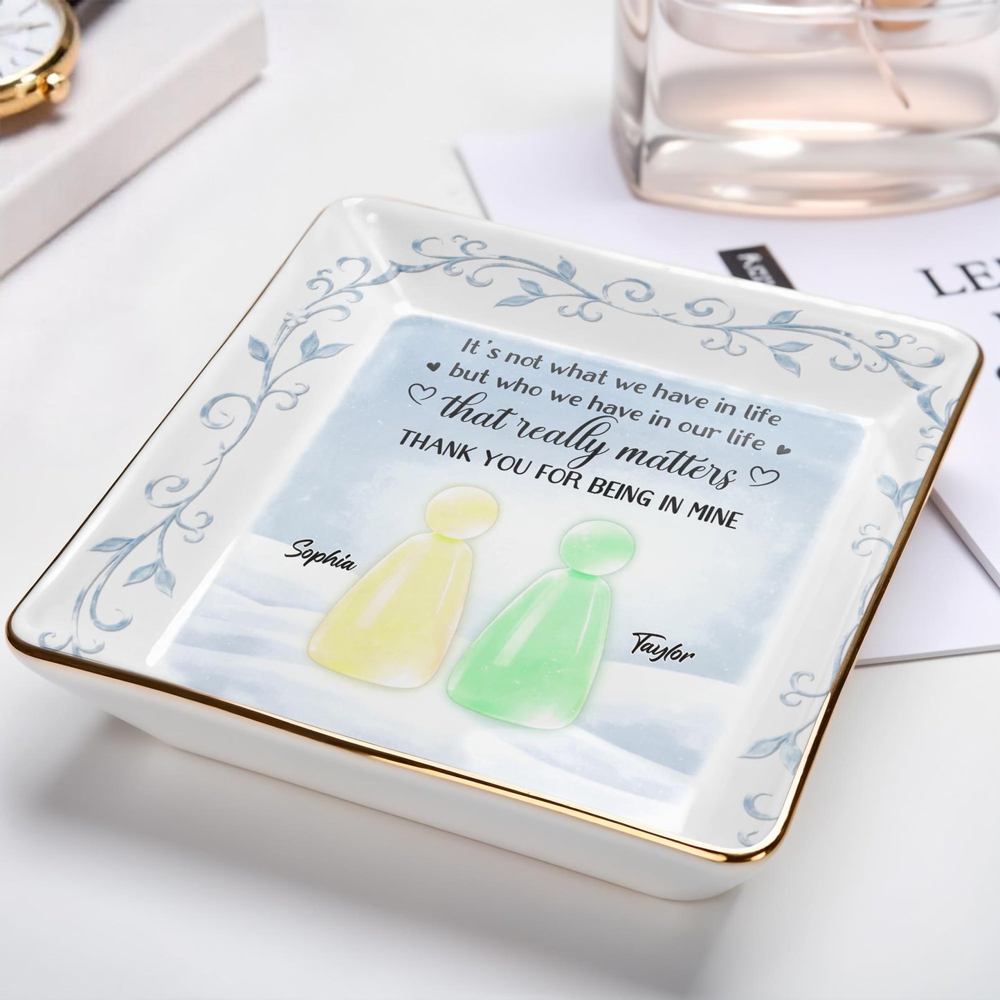 Thank You For Being In Mine With Abstract Figures And Floral Designs