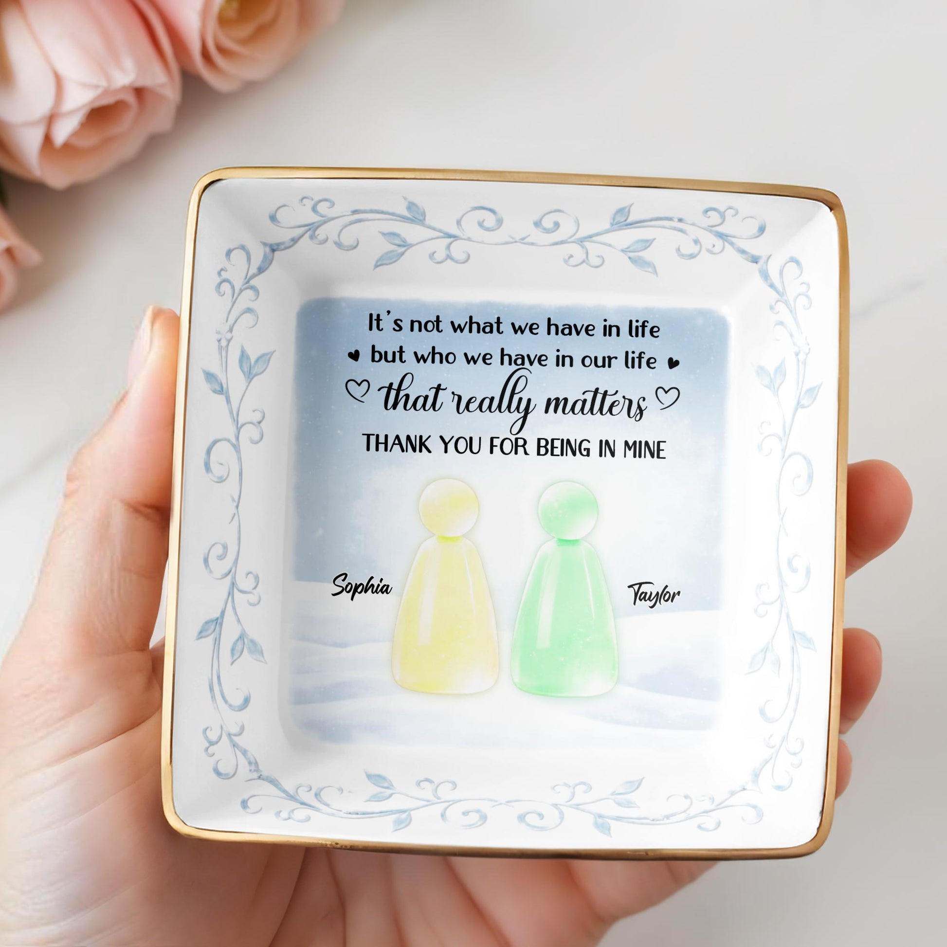 Thank You For Being In Mine With Abstract Figures And Floral Designs