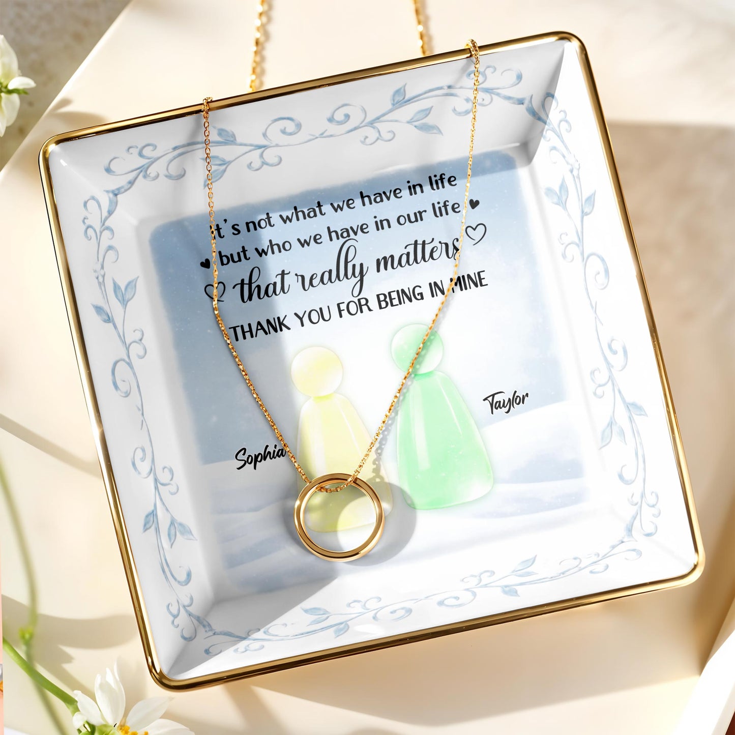 Thank You For Being In Mine With Abstract Figures And Floral Designs