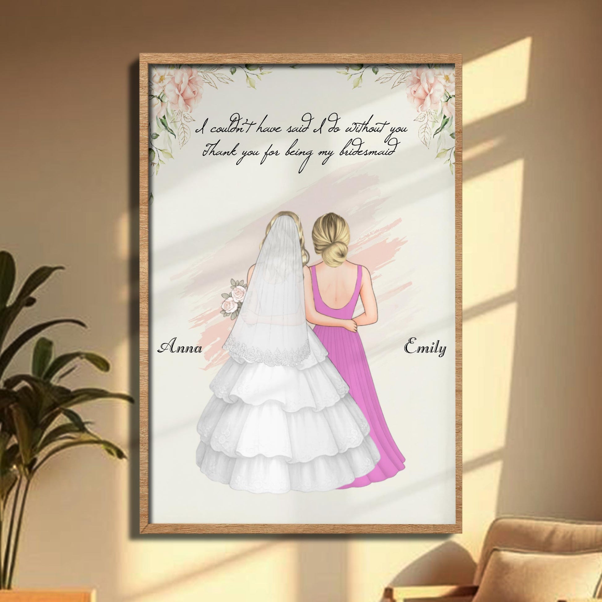 Thank You For Being My Bridesmaid With Bride and Bridesmaid