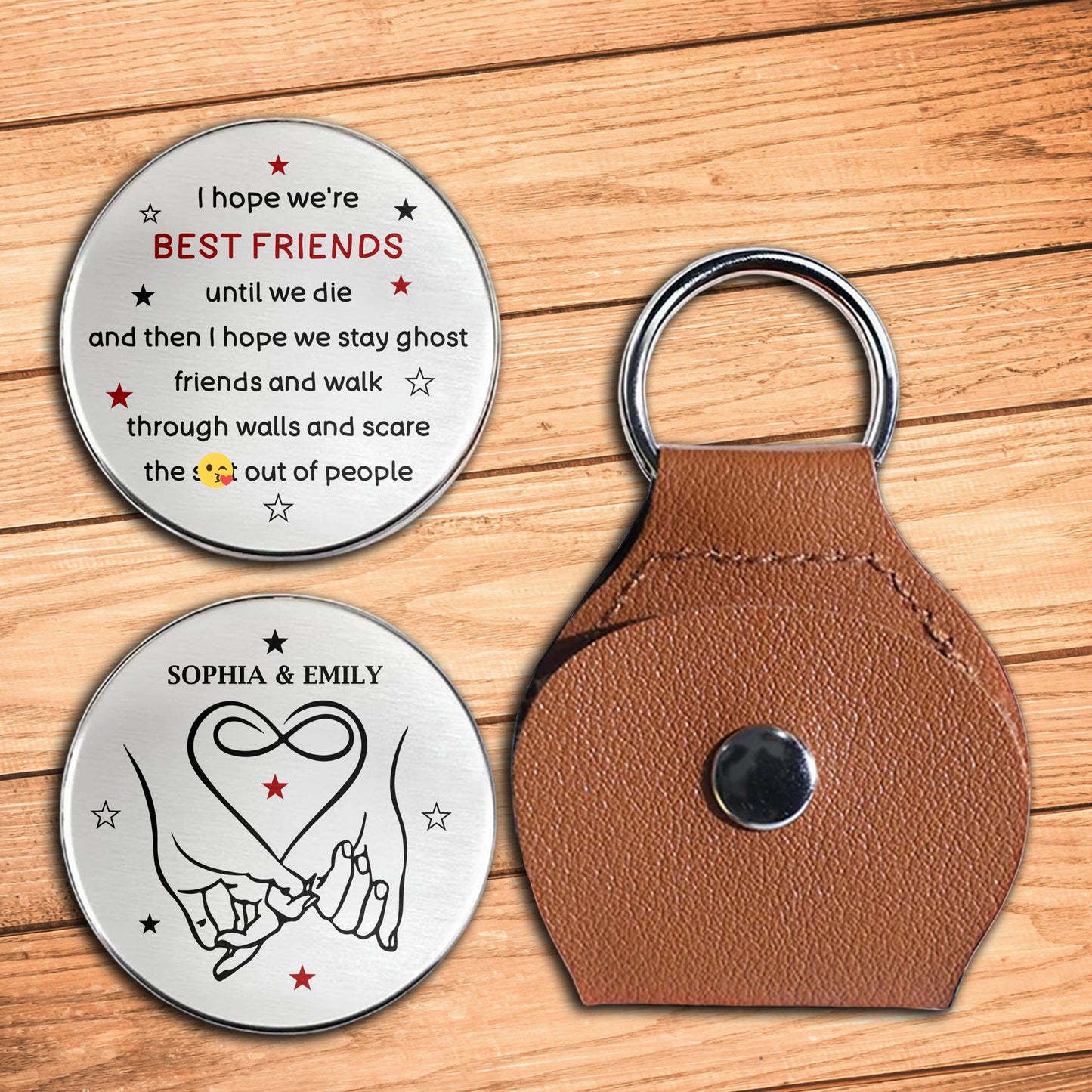 Best Friends Until We Die, Ghosts And Linked Hands - Personalized Custom Pocket Hug - BST495_HTOK