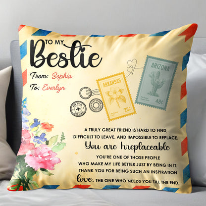 To My Bestie, Postage Stamps And Flowers Design