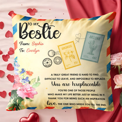 To My Bestie, Postage Stamps And Flowers Design