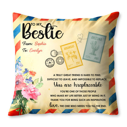To My Bestie, Postage Stamps And Flowers Design