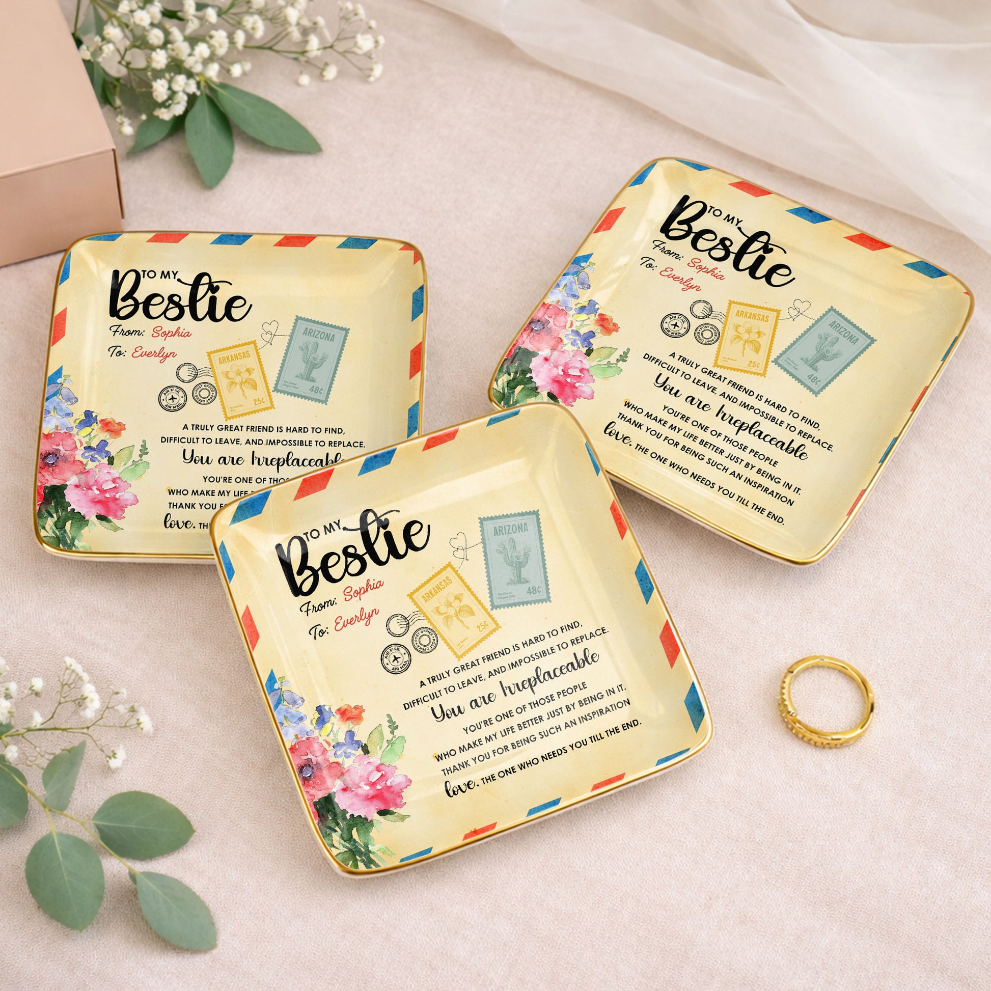 To My Bestie, A Truly Great Friend, Flowers Postage Stamps