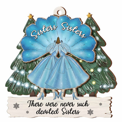 Devoted Sisters With Pine Trees And Snowflakes