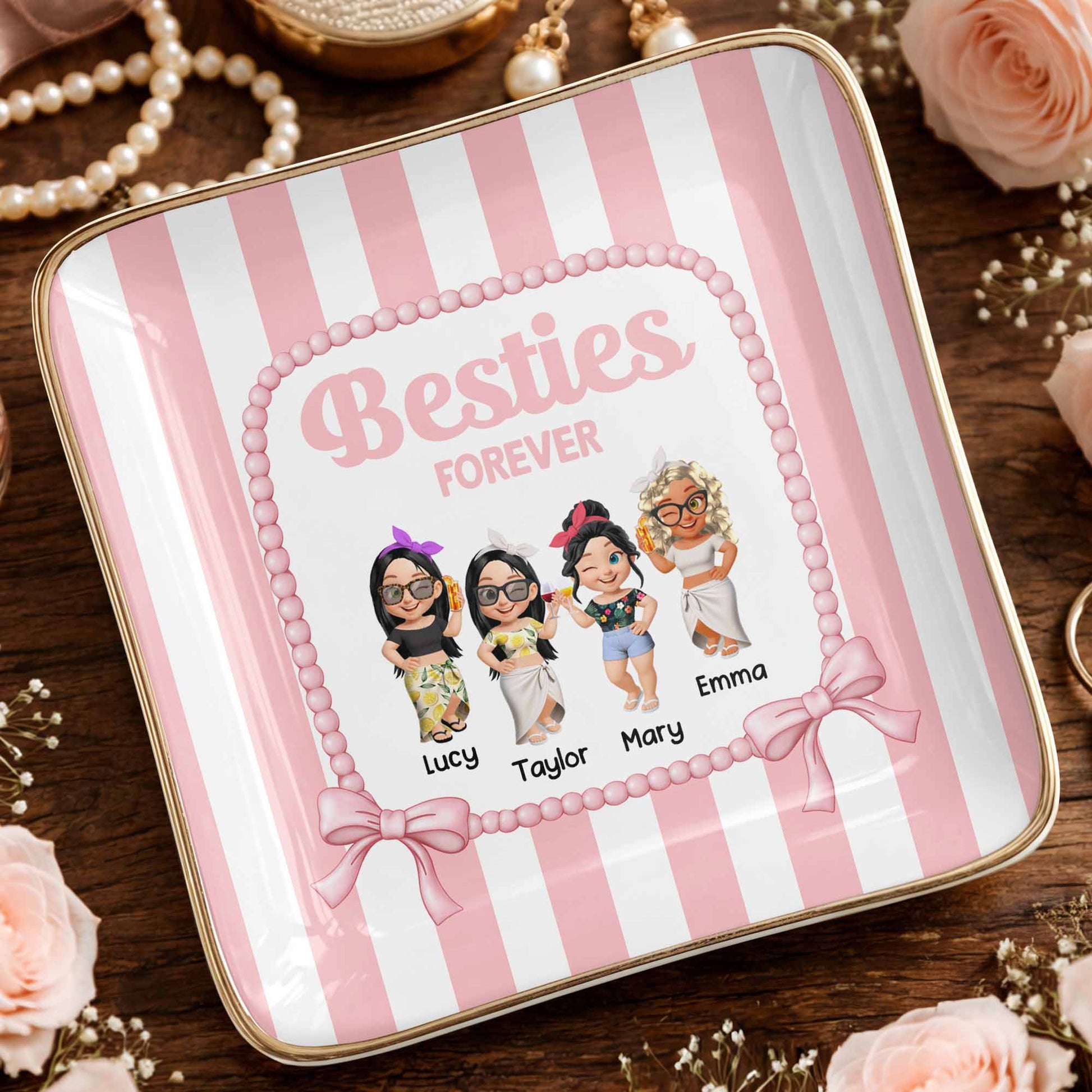 Besties Forever Cartoon-style Characters Jewelry Dish