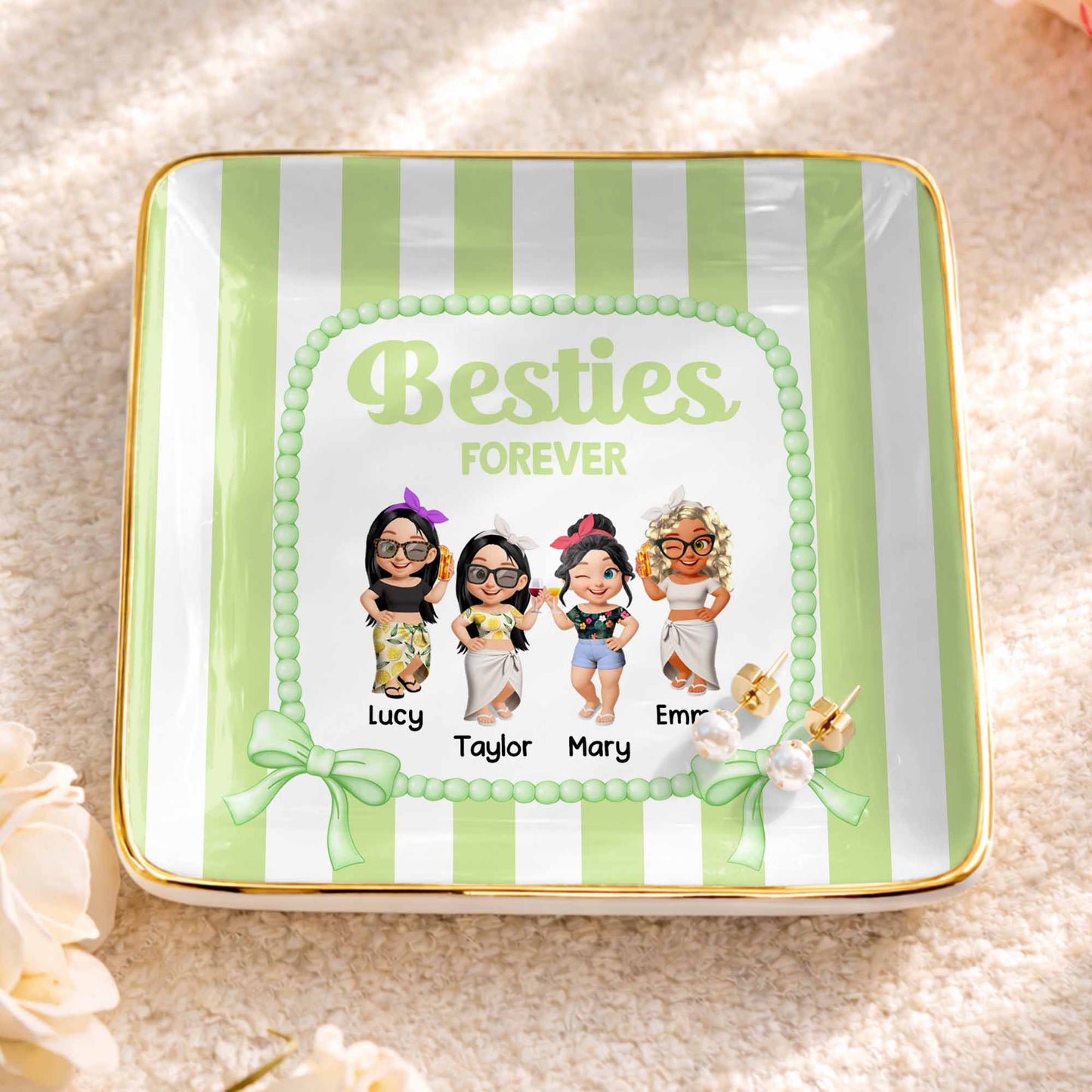 Besties Forever Cartoon-style Characters Jewelry Dish