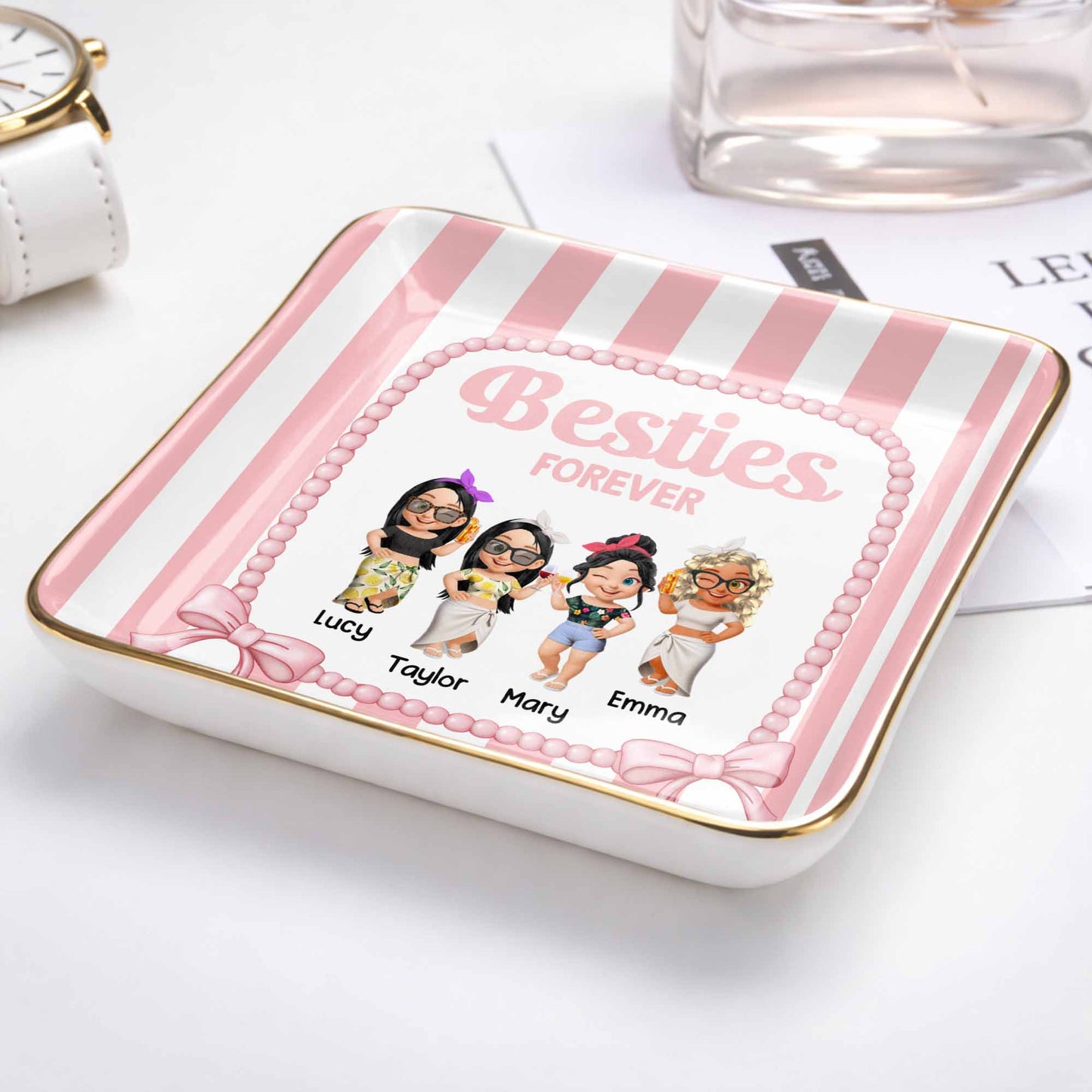 Besties Forever Cartoon-style Characters Jewelry Dish