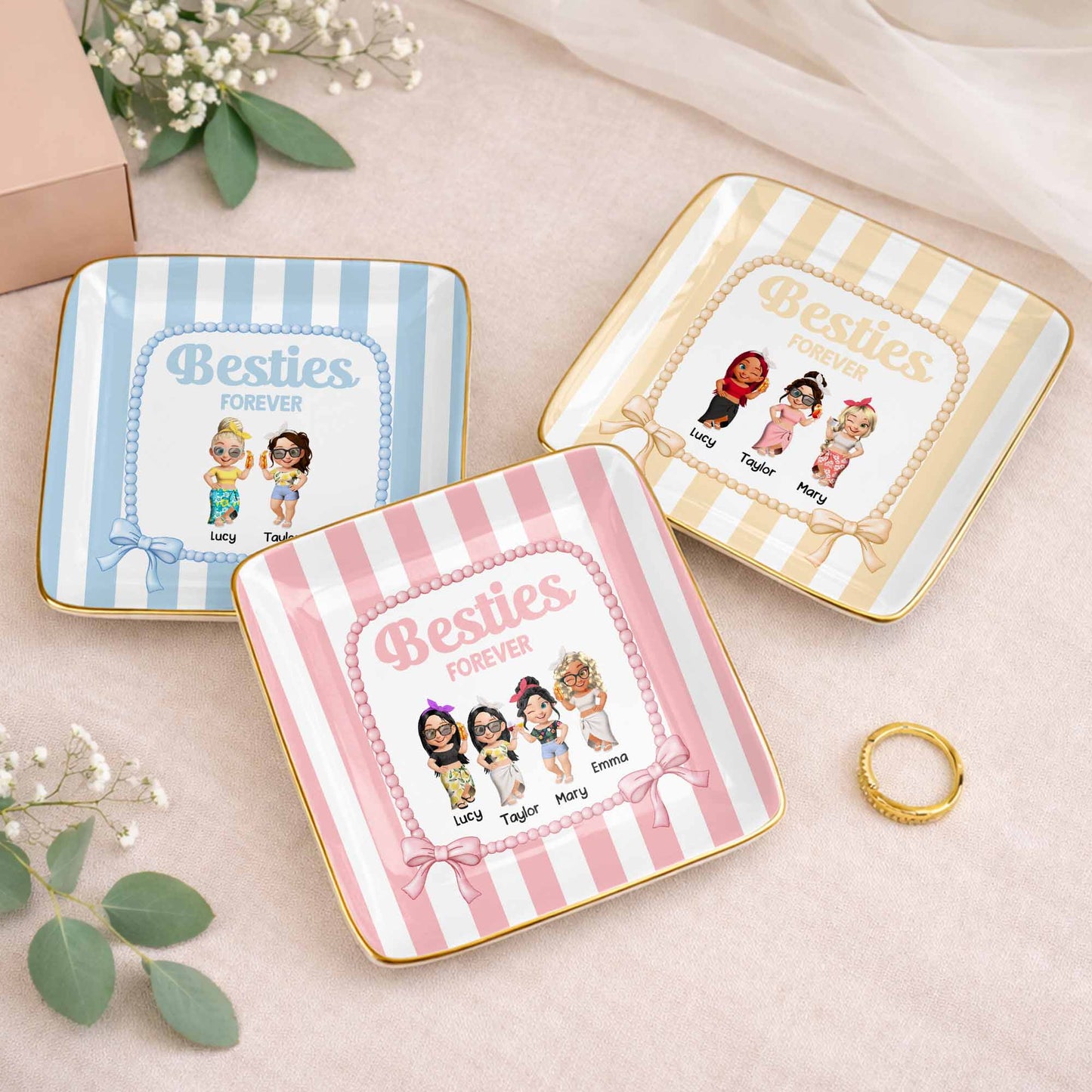 Besties Forever Cartoon-style Characters Jewelry Dish