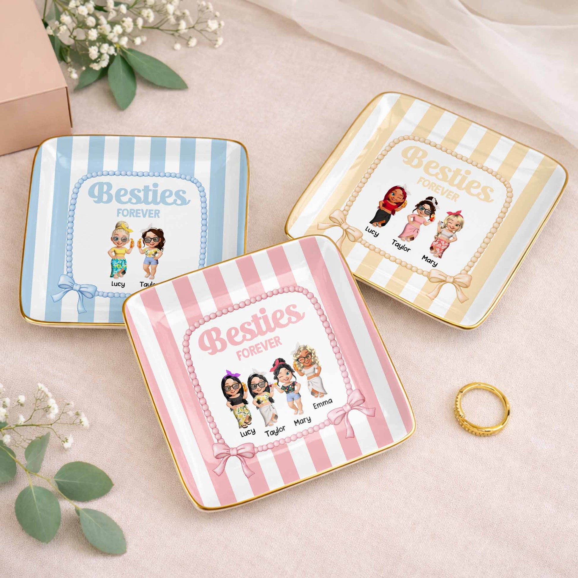 Besties Forever Cartoon-style Characters Jewelry Dish