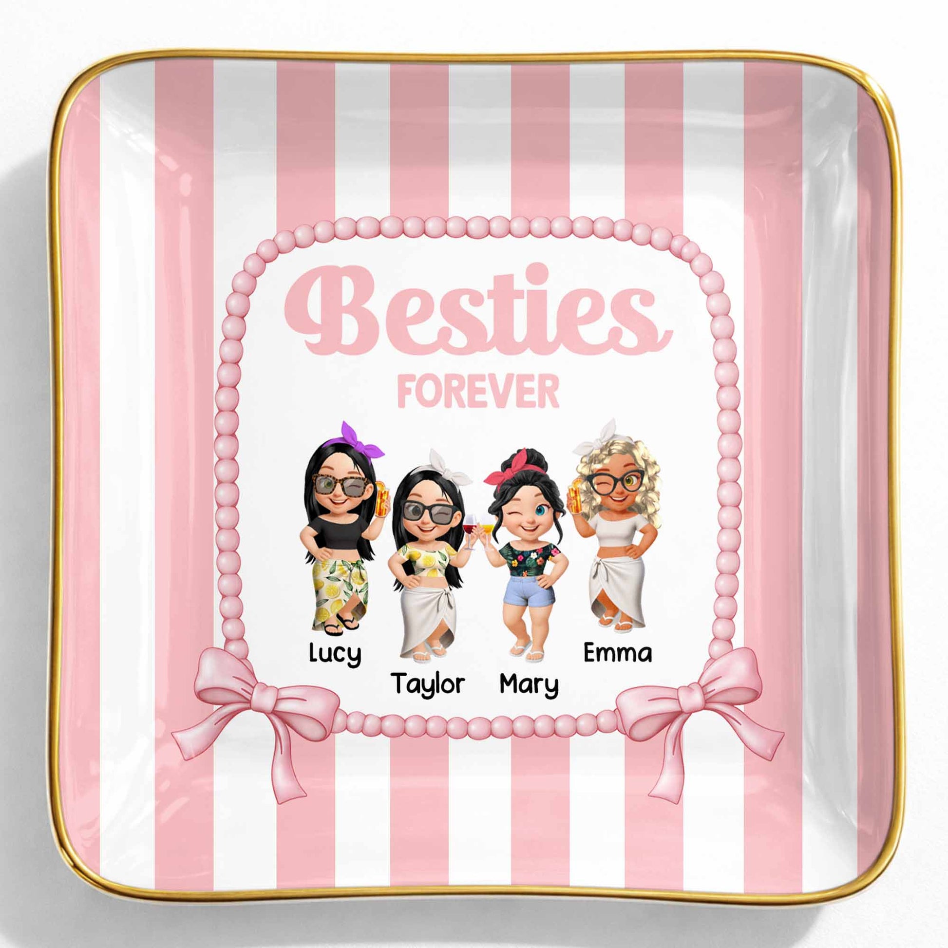 Besties Forever Cartoon-style Characters Jewelry Dish