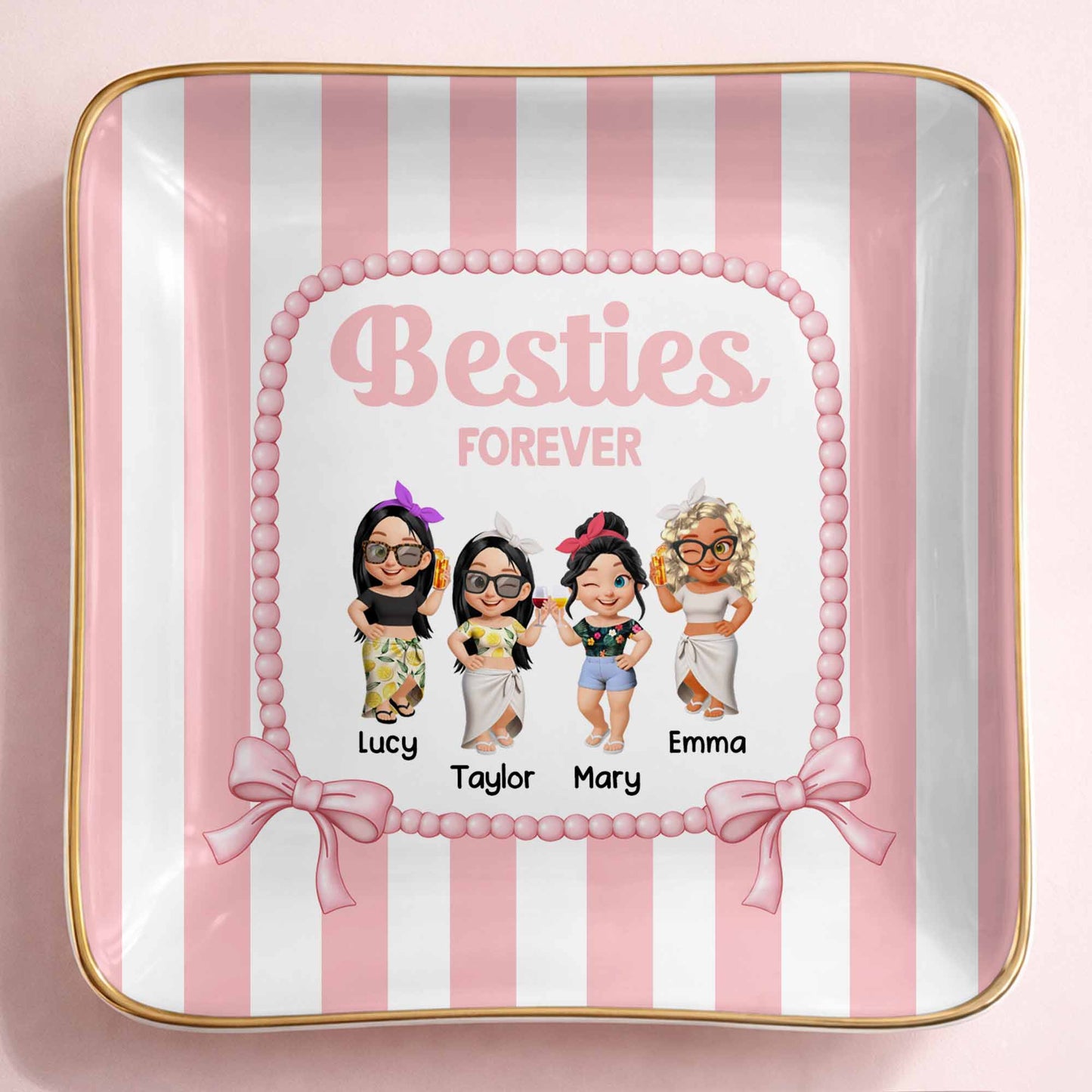 Besties Forever Cartoon-style Characters Jewelry Dish