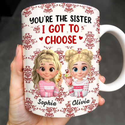 You're The Sister I Got To Choose With Cartoon Girls And Hearts