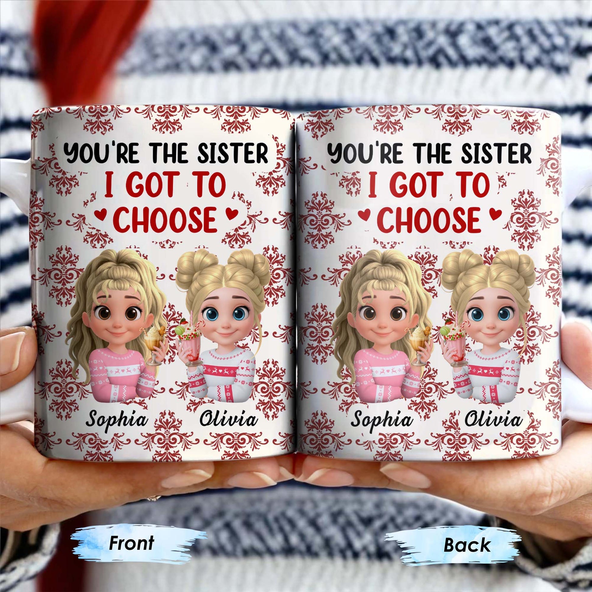 You're The Sister I Got To Choose With Cartoon Girls And Hearts