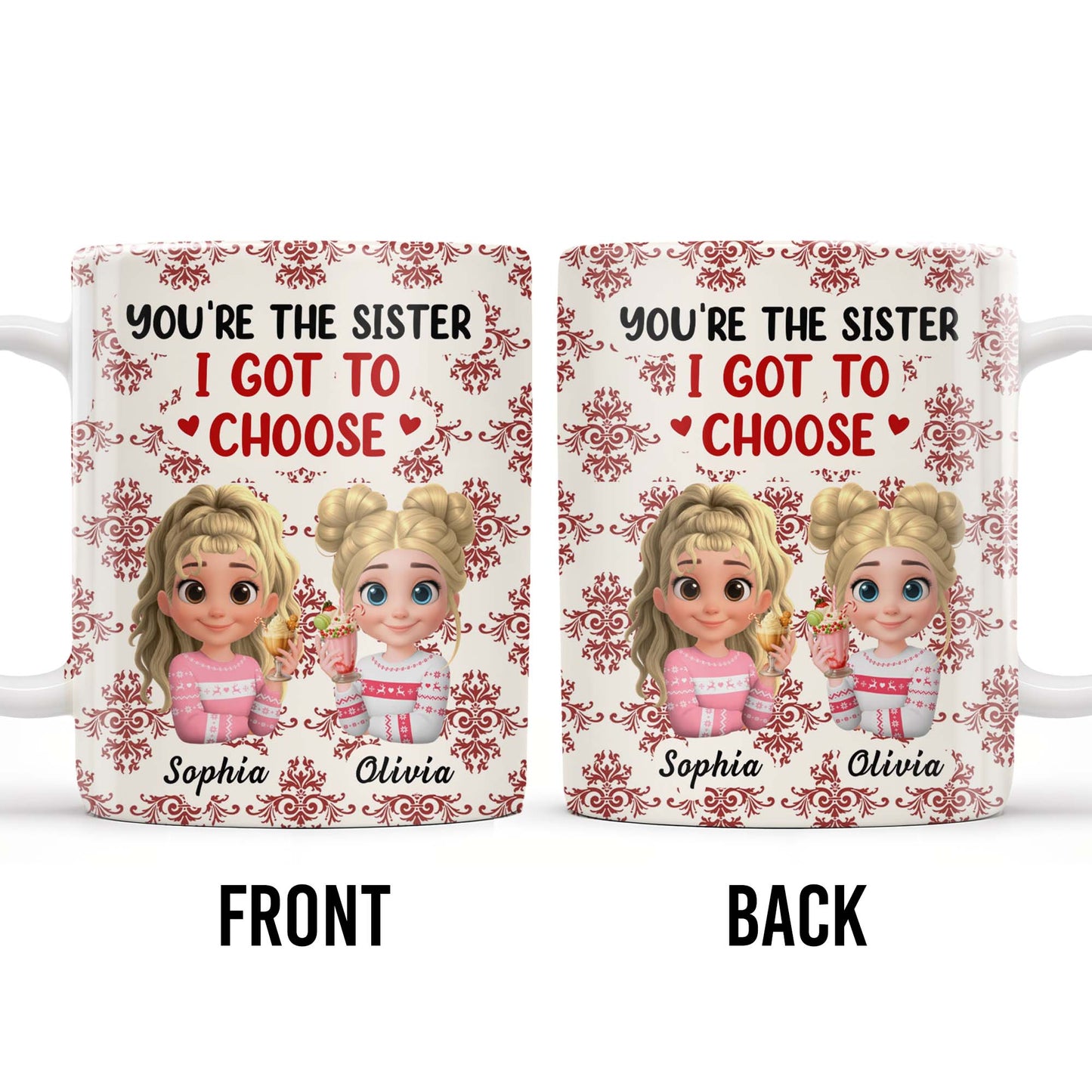 You're The Sister I Got To Choose With Cartoon Girls And Hearts