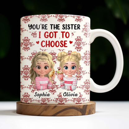 You're The Sister I Got To Choose With Cartoon Girls And Hearts