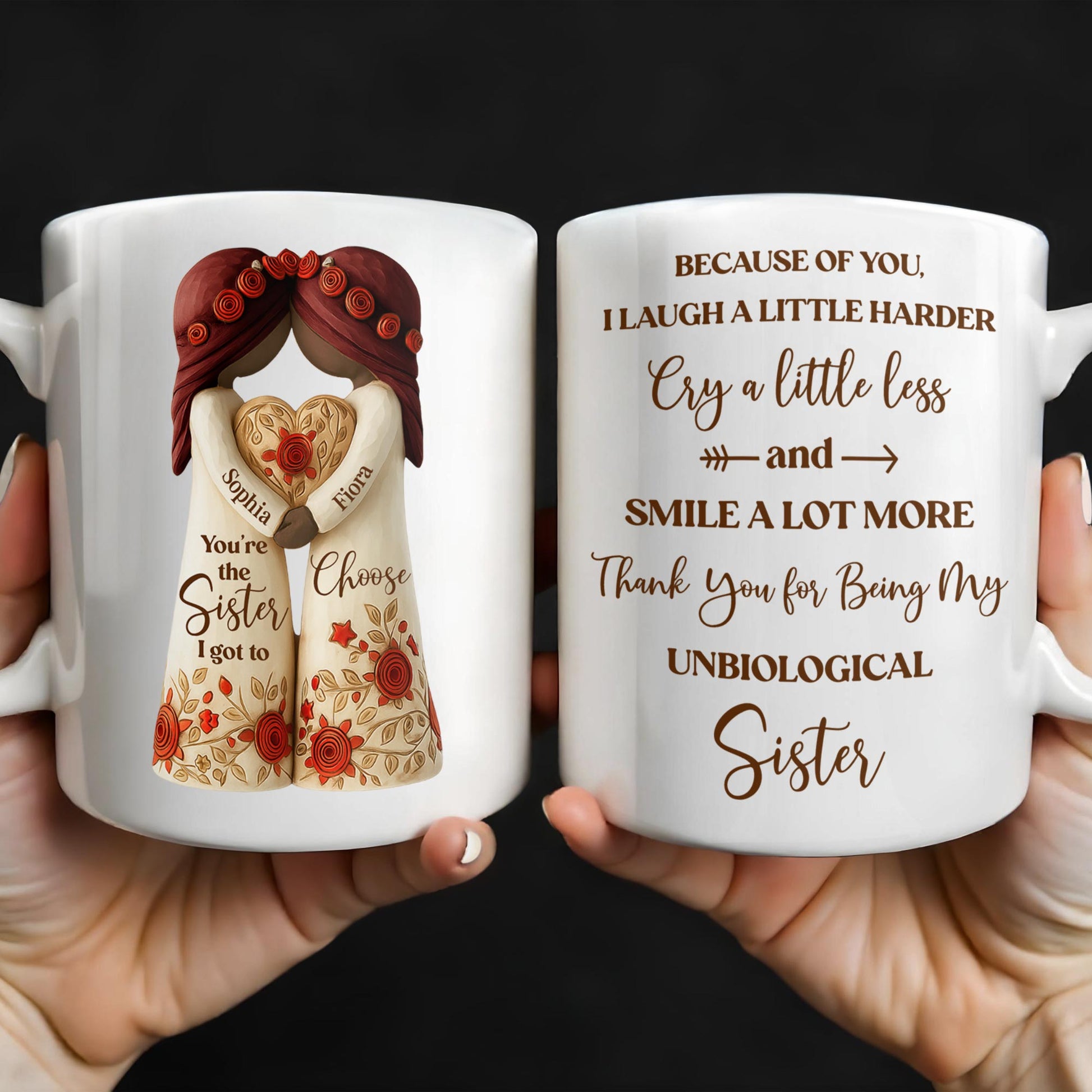 Thank You for Being My Unbiological Sister With Flowers