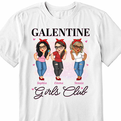 Galentine Girls Club Custom Character Illustration T-Shirt