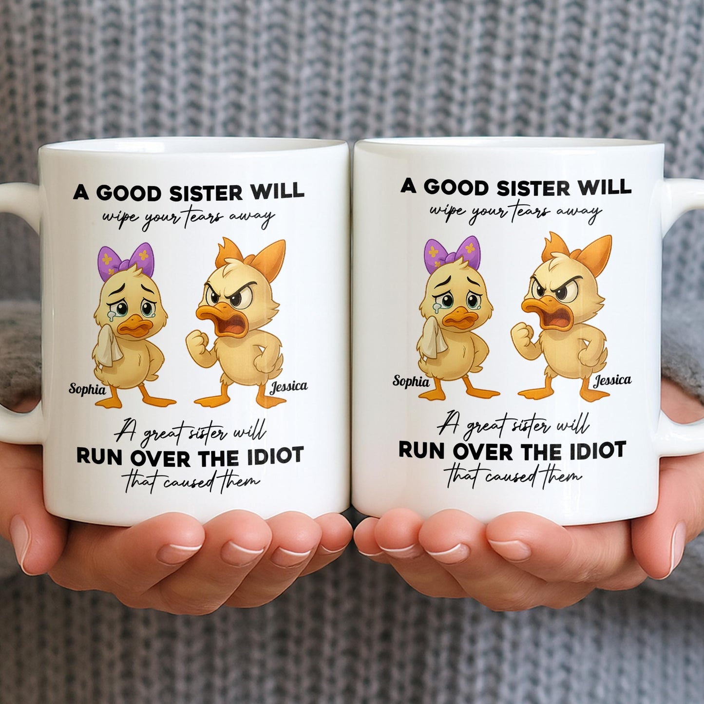 A Good Sister Will Wipe Your Tears Away With Cartoon Ducks