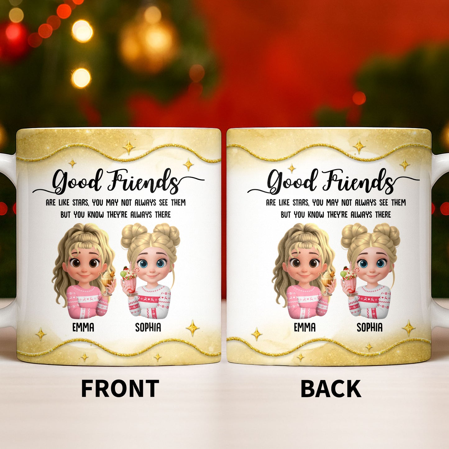 Good Friends Are Like Stars, Girls Holding Hot Cocoa