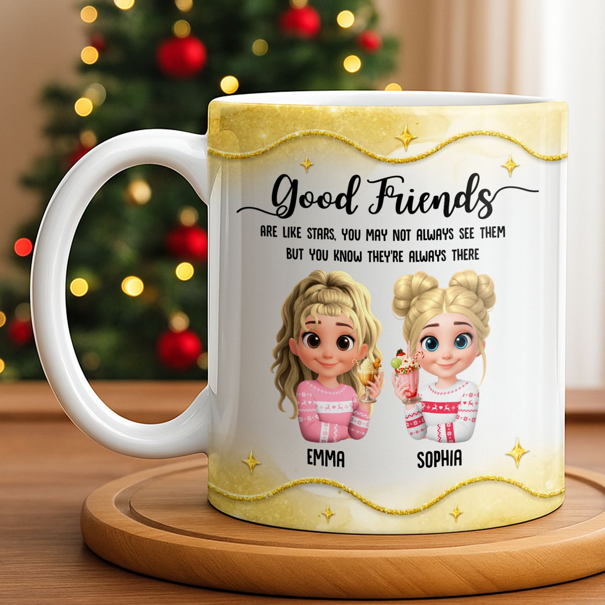 Good Friends Are Like Stars, Girls Holding Hot Cocoa