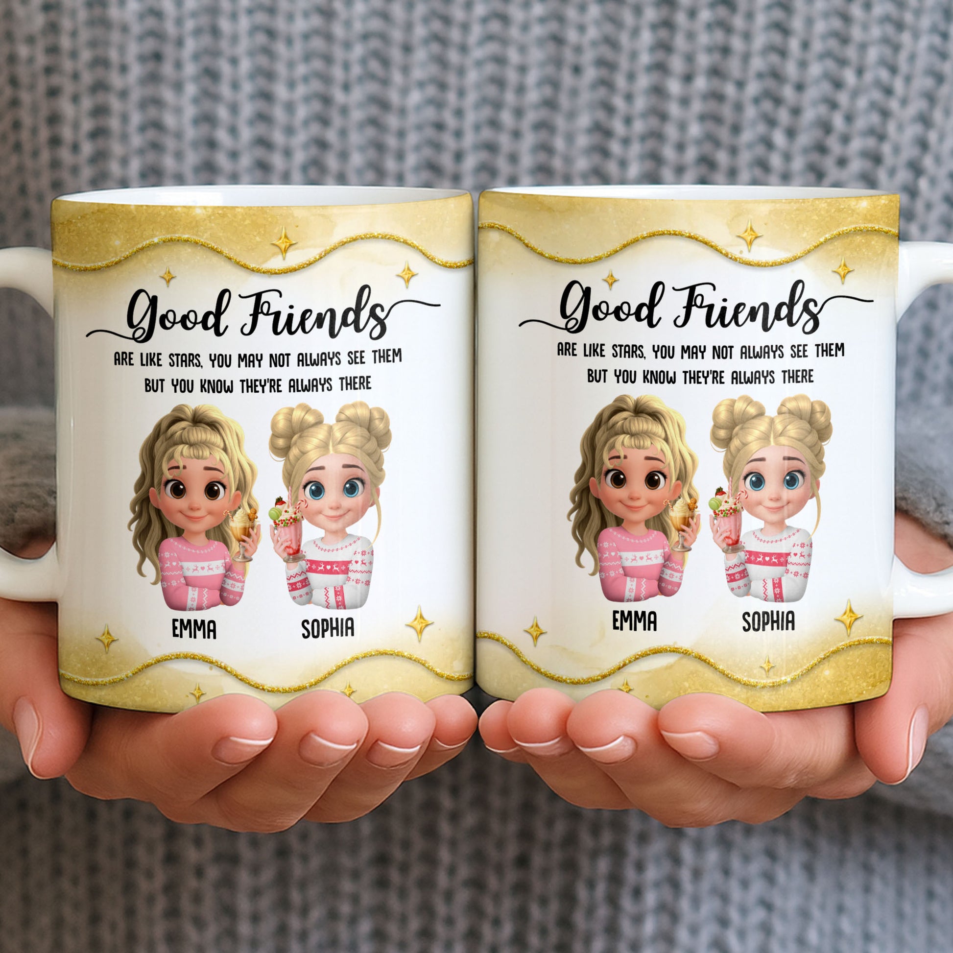 Good Friends Are Like Stars, Girls Holding Hot Cocoa